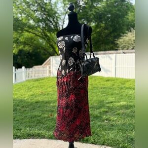 90s floral midi skirt